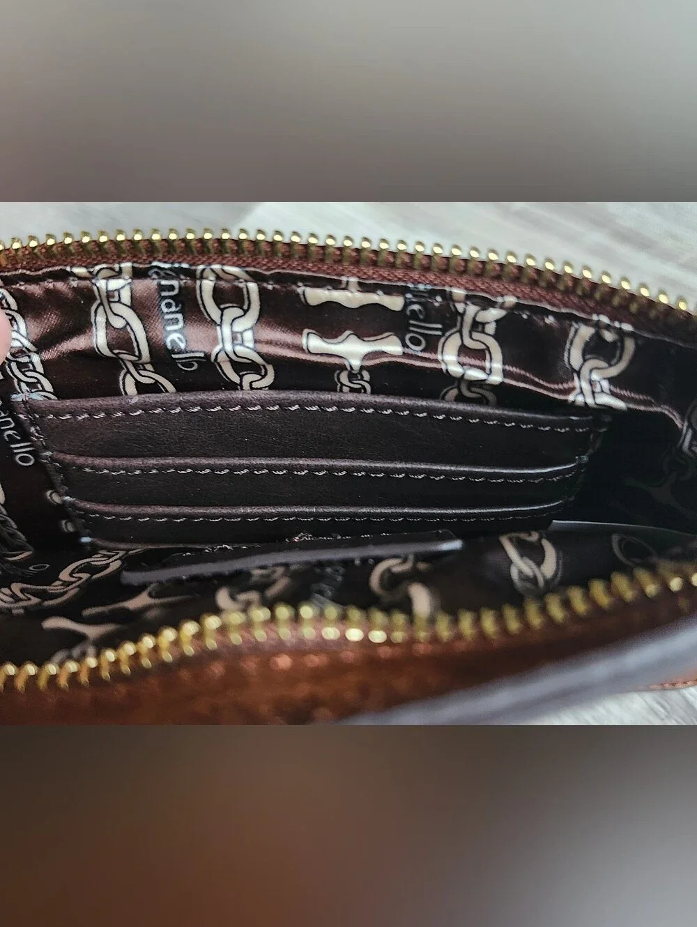 Tignanello Brown Embossed Leather Crossbody Bag RFID Boho NWOT